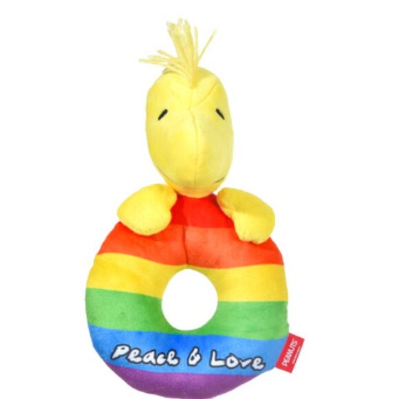 NWT ~ PEANUTS: Woodstock Peace & Love Plush Ring Squeaker 8 inch Pet Toy - Picture 3 of 10